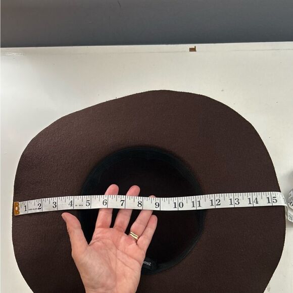 Jessica McClintock Brown Wool Blend Wide Brim Hat - Picture 7 of 7